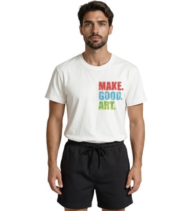 ''Make. Good. Art.'' Mottolu Renkli Fırça Efektli Sanatsal Tasarım Premium Erkek Tişört