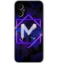 Omix X3 Kılıf HD Desen Baskılı Arka Kapak - Dark Neon Yaprak M Harfi