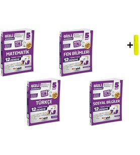 Gizli Yayınları 5. Sınıf Matematik Fen Türkçe Sosyal 12'li Deneme-Meb Gibi Sordu