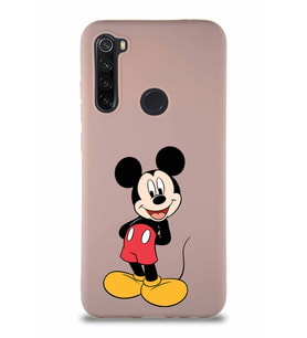 Xiaomi Redmi Note 8 Soft Premier Kapak Mickey Mouse-B Tasarımlı Silikon Kılıf - Pudra (Şeffaf)