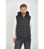 WAPP Unisex Siyah Jel Dolgu Çıkarılabilen  Kapüşonlu Şişme Yelek