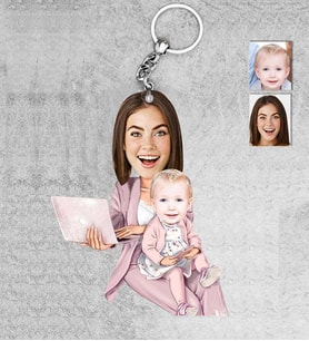 Kişiye Özel Anne Kız Ahşap Anahtarlık-3