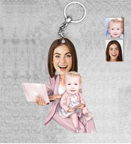 Kişiye Özel Anne Kız Ahşap Anahtarlık-3