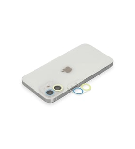 Newface Apple iPhone 12 Mini Renkli Kamera Lens Koruma Cam - Sarı-Mavi