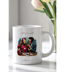 İronman Tony Stark Tasarımlı 330ml Baskılı Beyaz Seramik Kupa Bardak