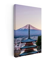 Kanvas Tablo Japonya Pagoda ve Fuji Dağı Şehir Mimari Tablo Ev Ofis Duvar Dekoru