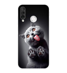 PrintiFy Huawei P30 Lite ile Uyumlu Kedi 2 Kamera Korumalı Şeffaf Kılıf