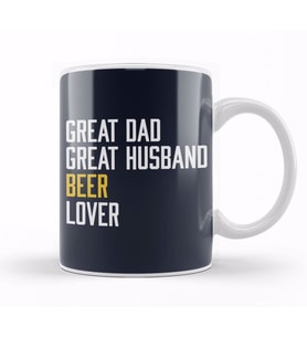 Great Dad Great Husband Beer Lover Kupa Bardak Porselen