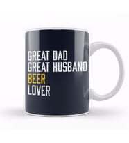 Great Dad Great Husband Beer Lover Kupa Bardak Porselen