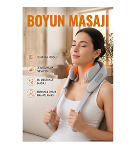 Biyonik Yoğurma Teknolojili Şarjlı Boyun Masaj Aleti 1800mAh Isı Terapili