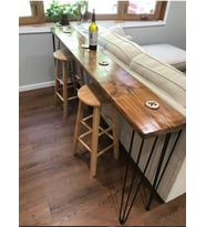 UMUTPARK METAL MASİF AHŞAP ÇAM PANEL BAR MASASI.