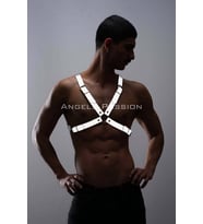 Reflektörlü (Karanlıkta Yansıyan) Erkek Göğüs Harness, Erkek Parti Giyim