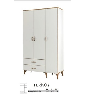 feriköy 3 kapılı dolap (Beyaz)