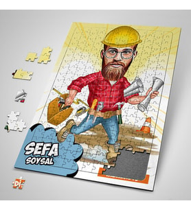 Kişiye Özel Hediye Mühendis Karikatürlü Puzzle
