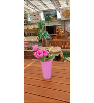 Urladan Garden Açık Pembe Büyük Cam Vazo (Pembe)