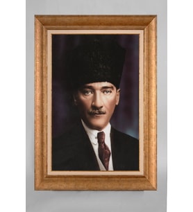 Altın Varaklı Paspartulu Çerçeveli Atatürk Tablo sd171