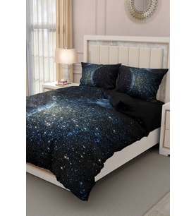 Çift Kişilik ( Lastikli Çarşaflı ) %100 Pamuk Saten Nevresim Takımı Star Moon