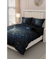 Çift Kişilik ( Lastikli Çarşaflı ) %100 Pamuk Saten Nevresim Takımı Star Moon