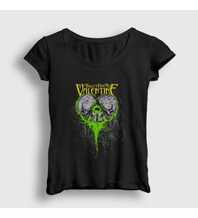 Presmono Kadın Siyah Skulls Bullet For My Valentine T-Shirt 23457tt