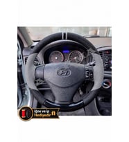Hyundai Matrix Dikme Direksiyon Kılıfı Delikli Deri Parlak Siyah Gri Detay Çift Yüzük ve Dikiş 2008-2010