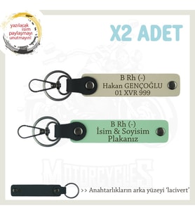 Çok Sevdiğine Özel İsim Plaka, B Rh - Kan Grubu Yazılı Kişisel x2 Anahtarlık Set, Yeşil-S Kahve-Laci (Çok Renkli)