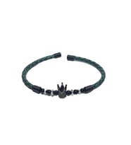 JTSS26BLK1731 PASLANMAZ ÇELİK BİLEZİK HAKİKİ DERİ KAPLAMA METAL APARATLI ve DOĞALTAŞLI GARANTİLİ JANTİ BİLEKLİK