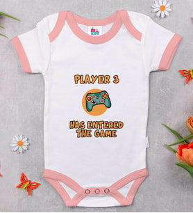 BK Kids Player 3 Tasarımlı Pembe Bebek Body Zıbın-1
