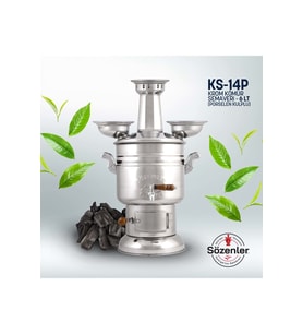 KS14 (6 LT) PORSELEN KULP KROM KÖMÜRLÜ ODUNLU SEMAVER TAŞIMA ÇANTALI HEDİYELİ
