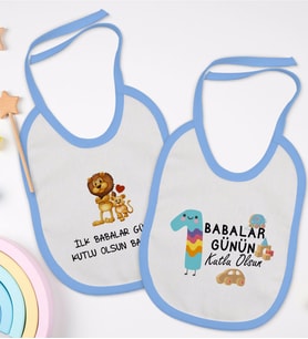 BK Kids İlk Babalar Günü Tasarımlı 2’li Mavi Mama Önlüğü-1