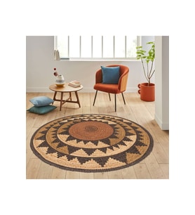 Eliana Home Baskılı, Yıkanabilir Kaymaz Taban Yuvarlak Halı LNA7007 120x120 cm (Kahverengi)