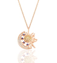 Gümüş rose zirkon taşlı gece gündüz kolye SGTL12591ROSE