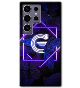 Galaxy S24 Ultra Kılıf HD Desen Baskılı Kılıf - Dark Neon Yaprak G Harfi