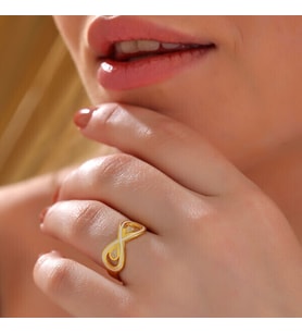 Sonsuzluk Gold  925 Ayar Gümüş Kadın Yüzük