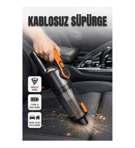 Şarjlı Kablosuz Mini El Süpürgesi Güçlü Emişli Kompakt Araç ve Ev Temizlik Cihazı