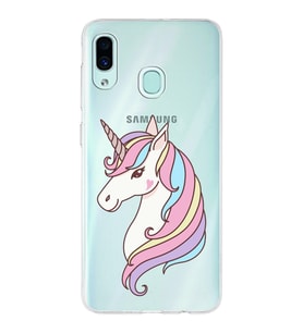 Samsung Galaxy A30 Uyumlu Kapak Unicorn Tasarımlı Şeffaf Silikon Kılıf