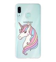 Samsung Galaxy A30 Uyumlu Kapak Unicorn Tasarımlı Şeffaf Silikon Kılıf