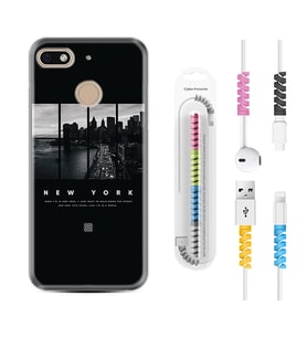 General Mobile GM8 Go GM9 GM20 Pro Plus Kılıf Kablo Koruma Spiral Silikon New York 1612