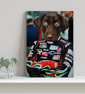 Evcil Dostlara Özel Nascar Pilot Tasarımlı Portre Kanvas Tablo-3