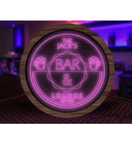 BK Gift Kişiye Özel Led Işıklı Yuvarlak Bar Tabelası, Işıklı Tabela, Bar Dekorasyonu, Duvar Dekoru, Home Bar Tabela-1