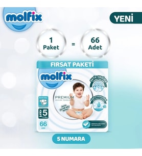 Premium Bebek Bezi Ultra Fırsat Paketi 5 Beden 11-18 Kg 66 Adet