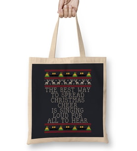 Christmas Cheer Elf Quote Knit Bez Çanta Uzun Saplı