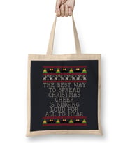 Christmas Cheer Elf Quote Knit Bez Çanta Uzun Saplı