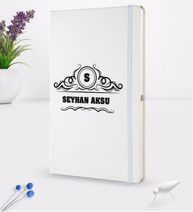 BK Gift Kişiye Özel İsimli Beyaz Termo Deri Defter 16x24cm Model 33