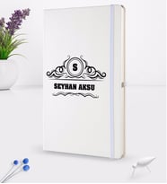 BK Gift Kişiye Özel İsimli Beyaz Termo Deri Defter 16x24cm Model 33