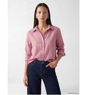 LCW EVERYDAY Pembe Kadın %100 Keten Gömlek