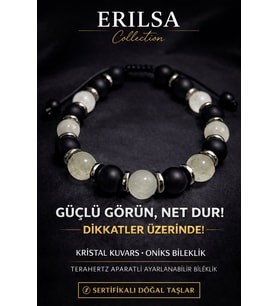 Sertifikalı Oniks Kristal Kuvars Taşı Bileklik - 8 mm Doğal Taş Terahertz Aparatlı Unisex El Yapımı (Çok Renkli)