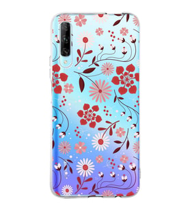 Huawei P Smart Pro Uyumlu Kapak Flowers Tasarımlı Şeffaf Silikon Kılıf
