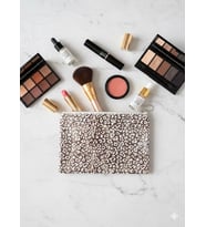 Adalinhome Fermuarlı Tek Bölmeli Makyaj Çantası (Bej)