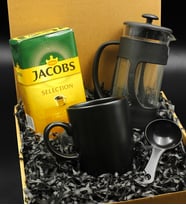 Siyah Kupa & French Press & 250 Gram Jacobs Selection Filtre Kahve Hediye Seti
