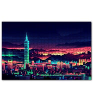 Cakapuzzle Tayvan Taipei Gece Manzarası Artwork  Puzzle Yapboz MDF (Ahşap) (120 Parça)